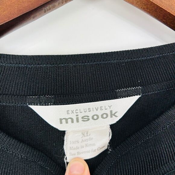Misook Formal Top XL Black‎ Long Sleeve Chinese Toggle Button Acrylic - Picture 9 of 13